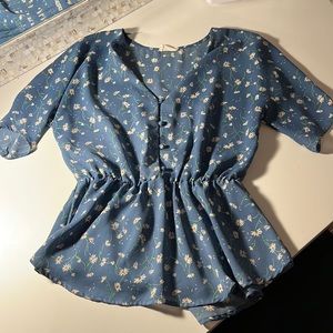 V cut synched blouse